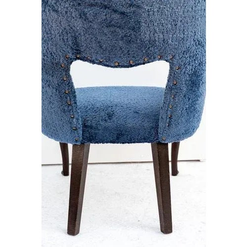 Set of Wood and Bouclé Armchairs, 1950s For Sale - Image 4 of 9