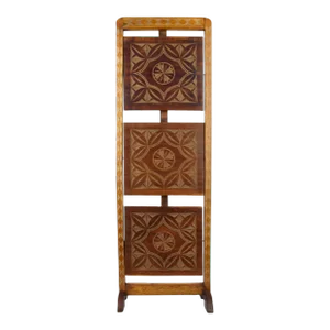 Mid 20th Century Engraved Carved Folding 3 Tier Wood Cake Pastry Stand Display Etagere