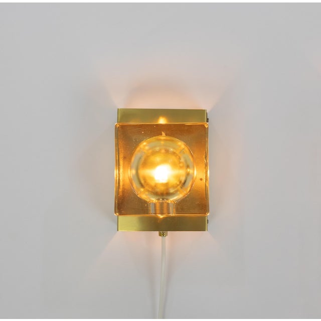 1970s Gold Maritim Glass and Brass Wall Lamps by Vitrika, 1970s, Set of 2 For Sale - Image 5 of 9