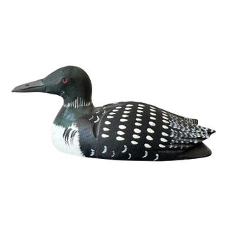 Vintage 1980’s Signed Wood Loon Sculpture by L. Tremblay - Canada For Sale