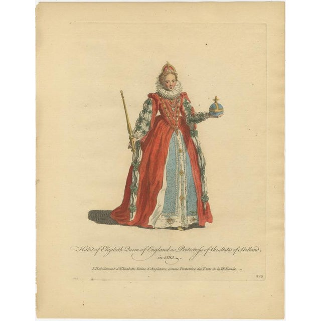 Jefferys, Elizabeth Queen of England as Protectress of Holland in 1585, 1757, Engraving For Sale - Image 3 of 8