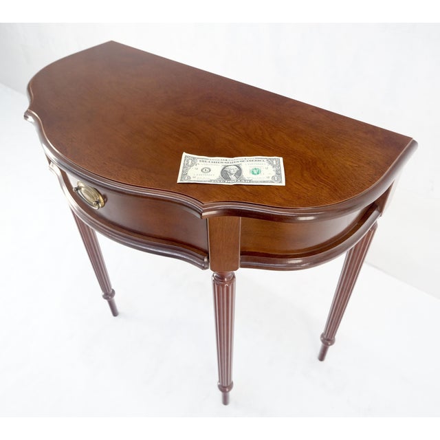 Traditional Demi Lune One Drawer Mahogany Console Entry Hall Table MINT For Sale - Image 3 of 12