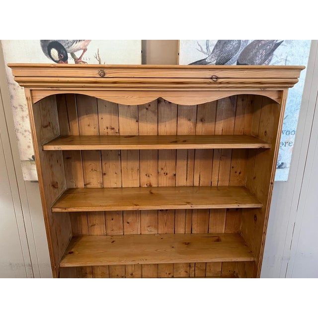 Wood Antique English Country Pine Bookcase Bookshelf Tall Narrow Open Shelf C1900 For Sale - Image 7 of 18