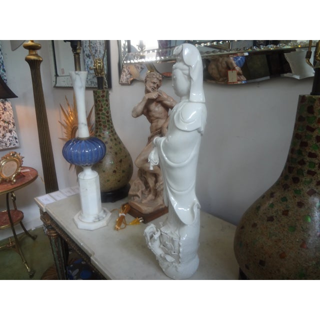 Chinese Blanc De Chine Guan Yin With Dragon For Sale - Image 9 of 13