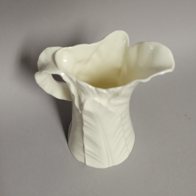 Off-white Royal Worcester Bone China Leaf-Molded Pitcher or Vase For Sale - Image 8 of 10