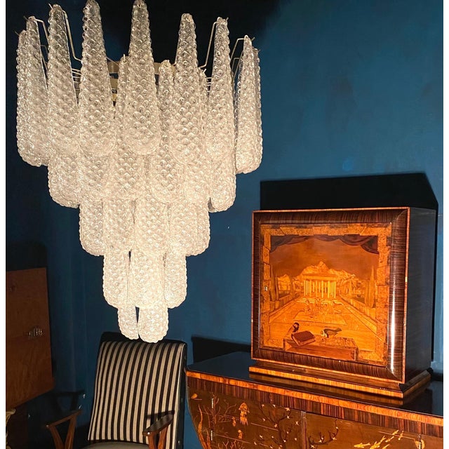 Italian Modern Murano Chandelier with 52 Glass Petals Drop, 1970s For Sale - Image 4 of 13