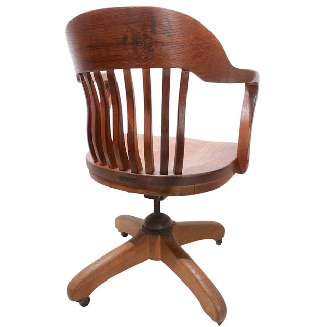 Vintage Bank of England Jury Style Swivel Tilt Office Desk Chair by Marcy- Morris For Sale - Image 9 of 17