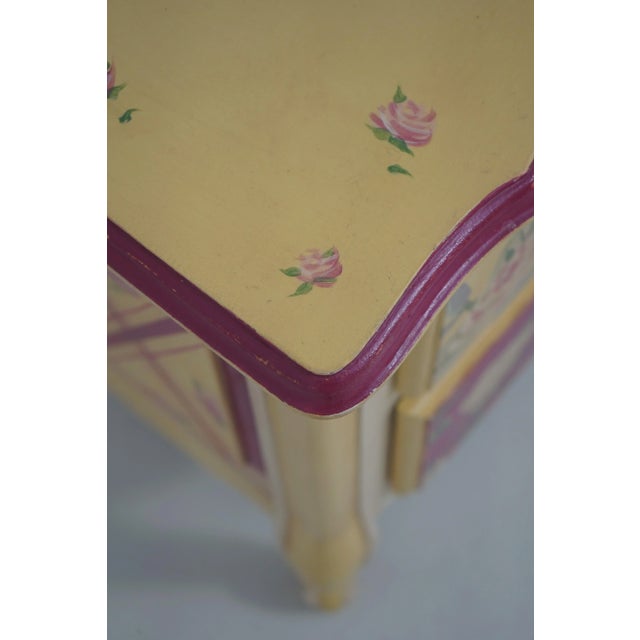 Paint Pair Floral Hand Paint Decorated Nightstands For Sale - Image 7 of 12