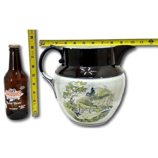 Large Antique English Transfer Decorated Pearlware "Farmers Arms" Motto Pitcher - Batter Jug Very Early 19th Century For Sale - Image 12 of 12