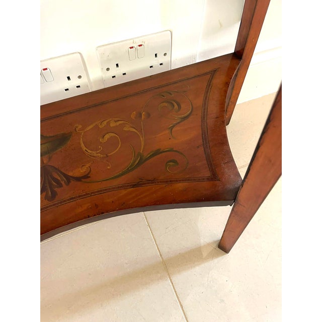 Brown Victorian Satinwood Display Cabinet with Original Painted Decoration, 1880s For Sale - Image 8 of 17