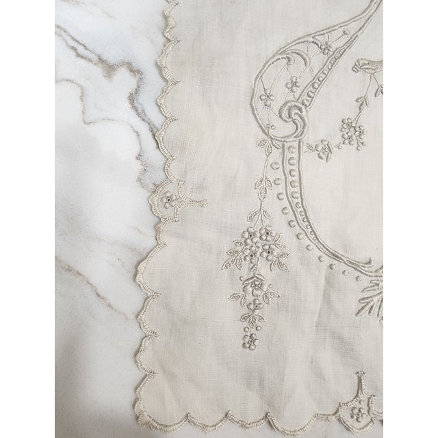 French Provincial Exquisite Antique Embroidered Handkerchief For Sale - Image 3 of 16