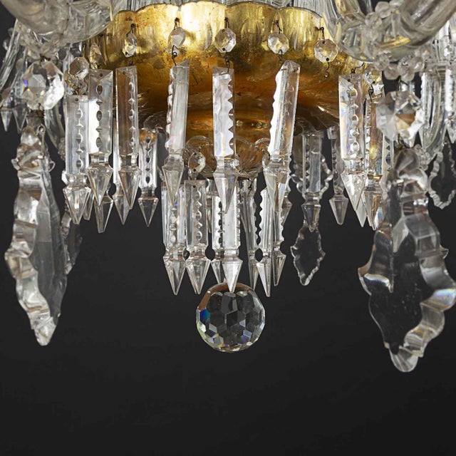 Antique Bohemian Crystal Chandelier, 1950s For Sale - Image 9 of 10