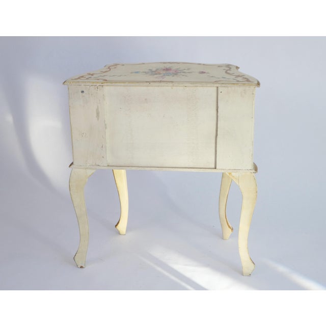 Mid-Century Modern Italian Venetian Painted Wooden Chest of Drawers, Louis Xv Style Cabinet, Vintage Florentine Nightstand, 1950s For Sale - Image 3 of 11