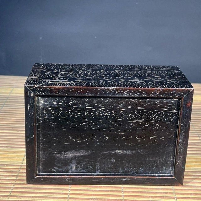 Carved Hardwood Sliding Jewelry Box With Flying Dragon Relief For Sale - Image 4 of 9