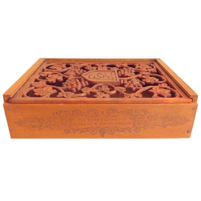 Mid 20th Century Vintage Carved Wine Presentation Box For Sale - Image 5 of 7