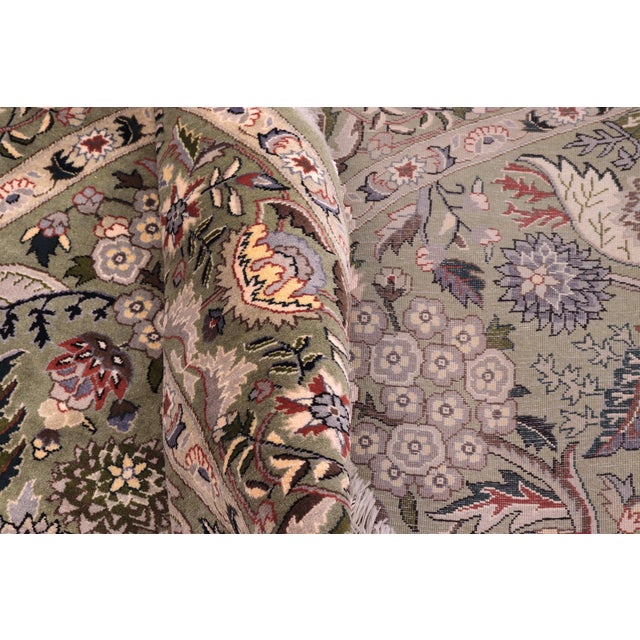 Gray Shabby Chic 1990's Pak-Persian Green/Gray Wool Round Rug - 6'2'' X 6'3'' For Sale - Image 8 of 9