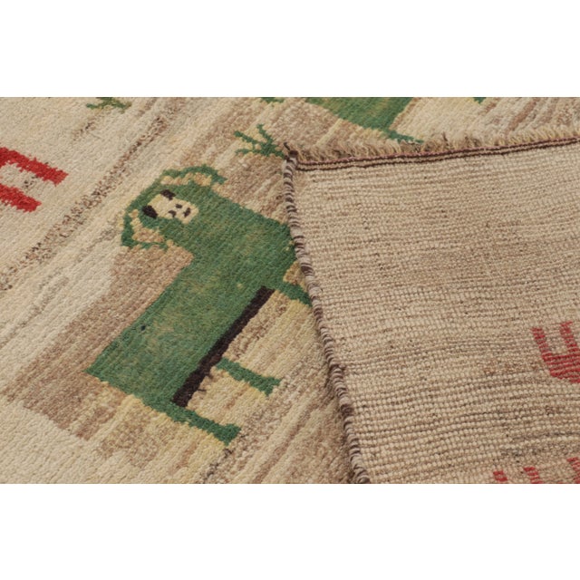 Beige Vintage Pictorial Animal Gabbeh Rug by Rug & Kilim, Afghanistan, 1950-1959 For Sale - Image 8 of 10