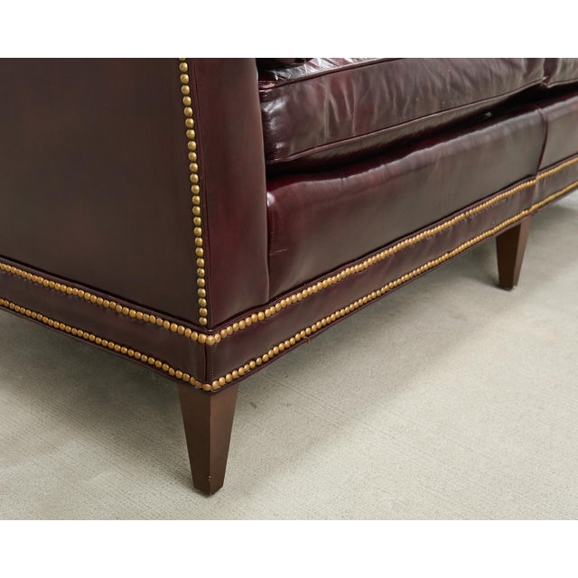 English Regency Style Waxed Cordovan Leather Case Sofa For Sale - Image 11 of 18
