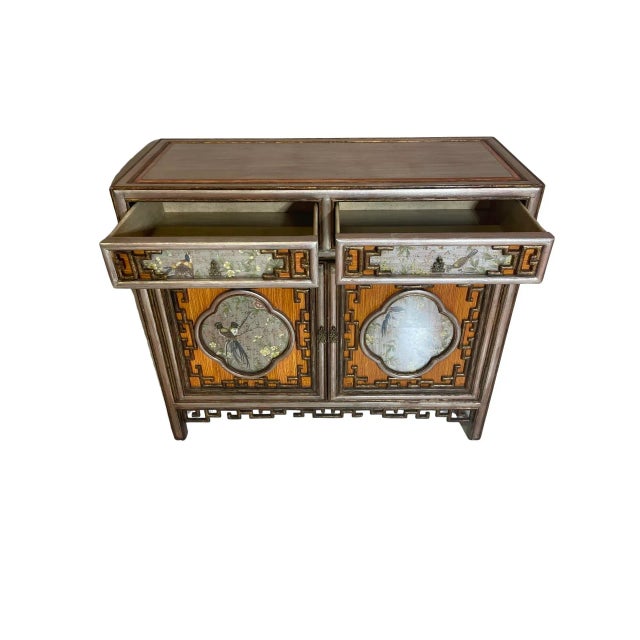 Wood Mid 20th Century Chinoiserie Painted Wood and Mirrored Glass Chest For Sale - Image 7 of 10