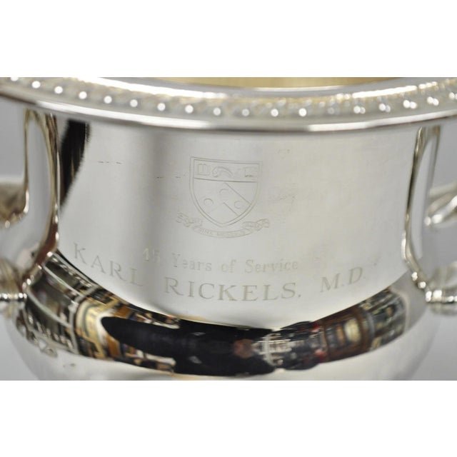 Late 20th Century Vintage Silver Plated Trophy Cup Urn Champagne Chiller Ice Bucket Engraved For Sale - Image 5 of 17