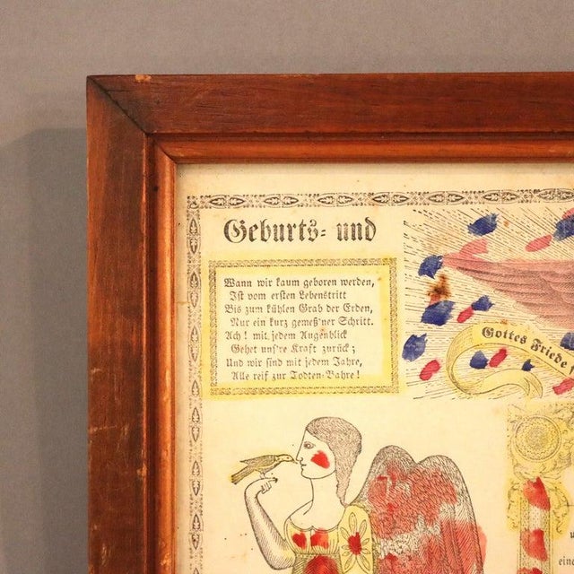 Pa German Fraktur Taufschein Watercolor & Ink Birth/Baptismal Certificate C1857 For Sale - Image 10 of 12