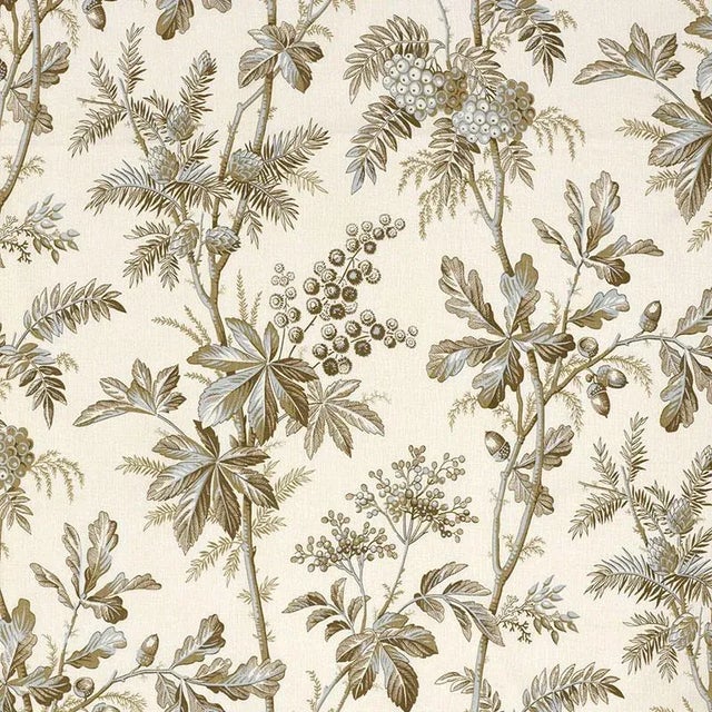 Schumacher Brantwood Vine Fabric in Mineral For Sale
