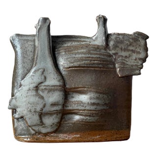 1974 Vicki Pollack Ceramic Modernist Dimensional Vessel, Signed For Sale