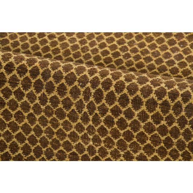 Rug & Kilim Contemporary Geometric Honeycomb Brown & Gold Wool Rug by Rug & Kilim, India For Sale - Image 4 of 9