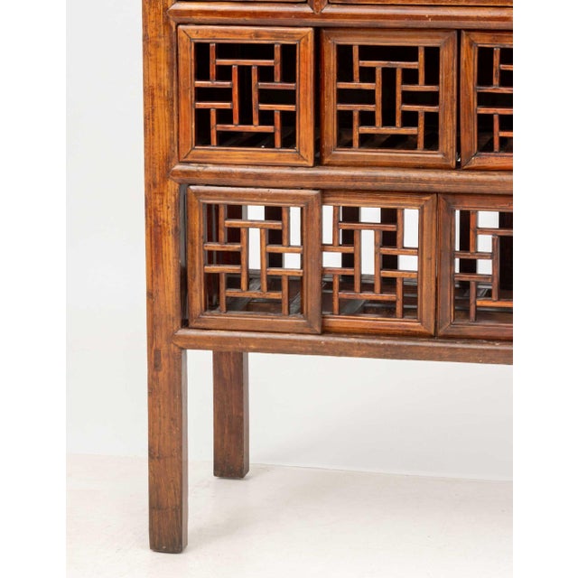 Chinese Chinese Carved Elm Wood Cabinet For Sale - Image 3 of 9