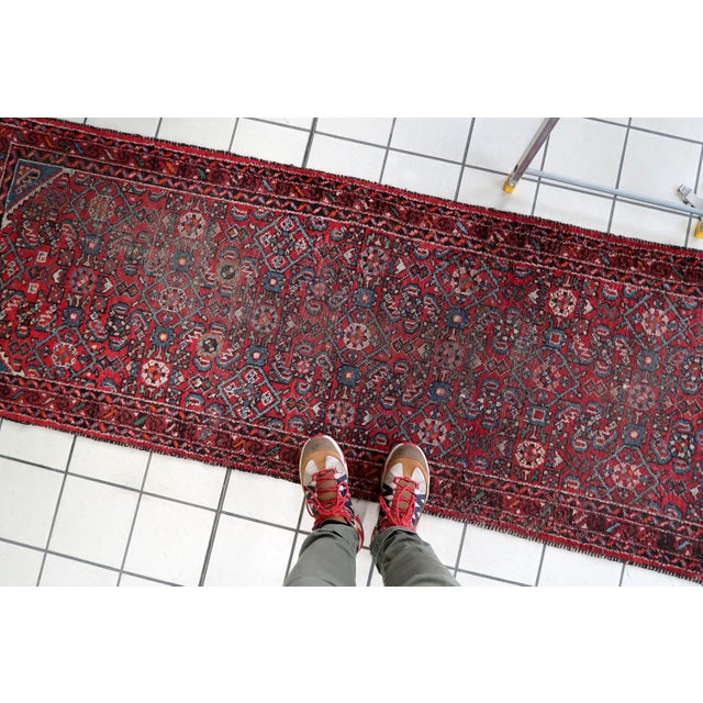1920s 1920s, Distressed Antique Persian Hamadan Runner 2.8' X 9.11' For Sale - Image 5 of 12