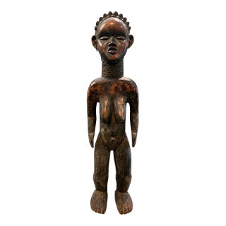 Mid 20th Century Large African Tribal Style Hand-Carved Female Figure Sculpture For Sale