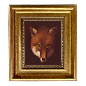 "Sly Fox Head" Framed Print on Canvas in Antiqued Gold Frame