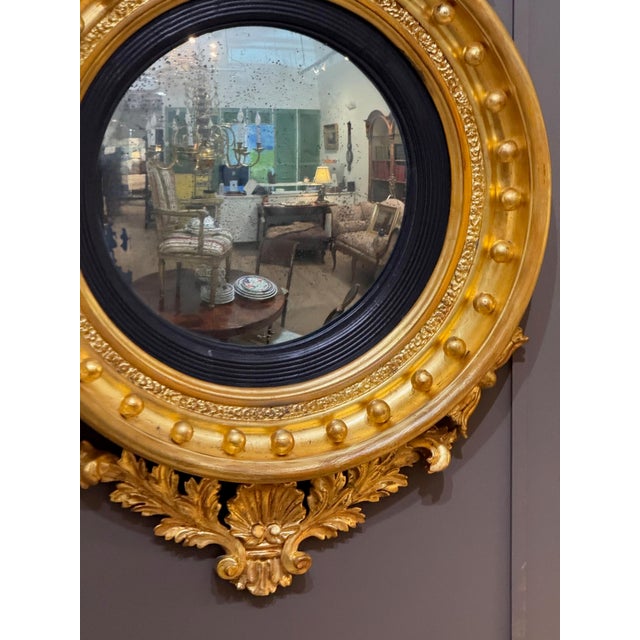 Early 19th Century English Regency Giltwood Convex Mirror For Sale - Image 4 of 6
