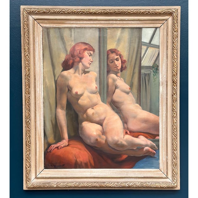 Philippe De Rougemont, Seated Woman at a Mirror, 1950s, Oil on Canvas, Framed For Sale - Image 4 of 18