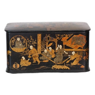 Antique Japanese Black Lacquered Tea Caddy For Sale