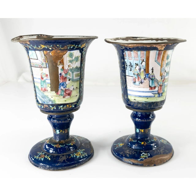 19th Century 19th Century Pair of Chinese Peking Canton Enamel Goblet Cups For Sale - Image 5 of 13