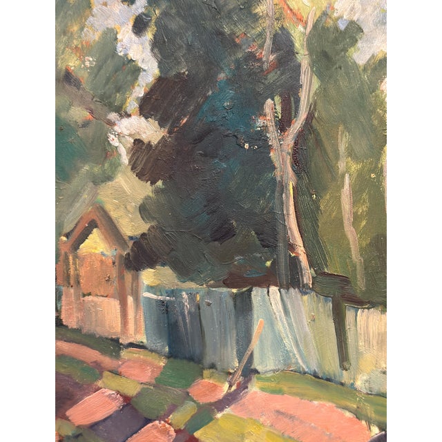 Bajo, Landscape with Fence, 1960s, Oil Painting on Panel, Framed For Sale - Image 7 of 16