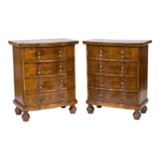 Pair of German Diminutive Serpentine Chests, Walnut, in the Baroque Taste, Early-19th Century For Sale