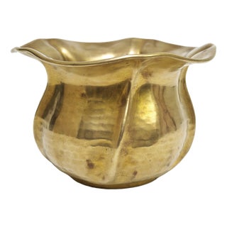 Mid-Century Modern Hand-Hammered Brass Vase by Cognolato, Italy, 1950s For Sale