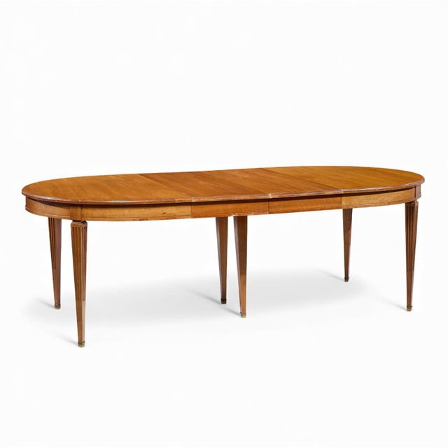Late 20th Century Kindel Furniture French Regency Louis XVI Cherry Wood Expanding Dining Table With 3 Leaves For Sale - Image 12 of 17