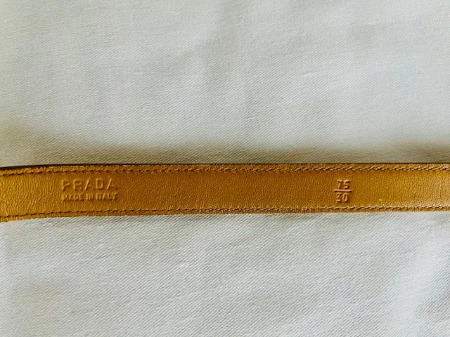 Vintage Prada Leather Belt With Enamel Logo Buckle - Made in  display picture 1