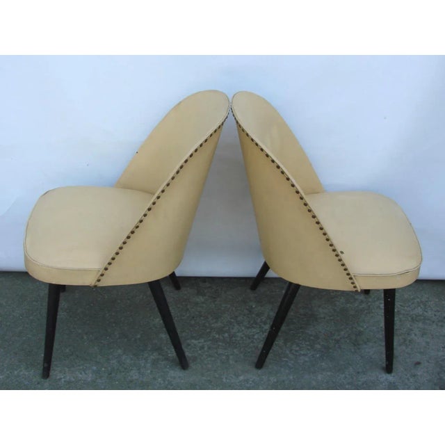 Modern Set of Wood & Vinyl Chairs, 1960s For Sale - Image 3 of 8