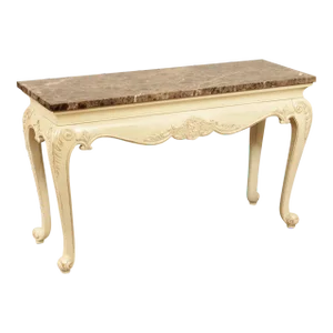 French Provincial Style Painted Console Table with Marble Top