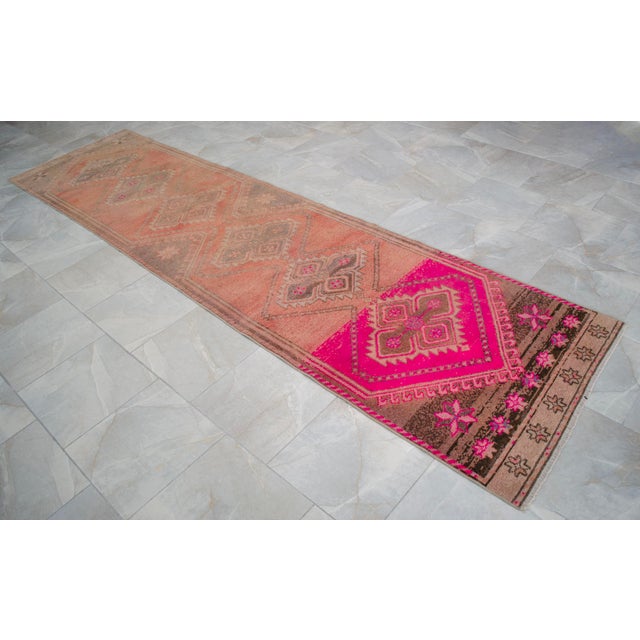 Textile Hand-Knotted Turkish Kurdish Runner Rug 3′ × 12′ For Sale - Image 7 of 13