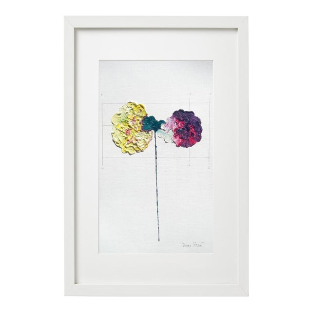 14.2" by 18.9" Framed Organic Modern Original Flower Painting by Diane Grant For Sale