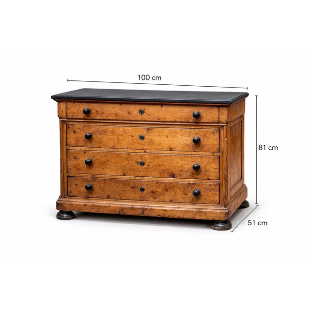 Antique Pine Chest of Drawers with Slate Top, 1890s For Sale - Image 3 of 7