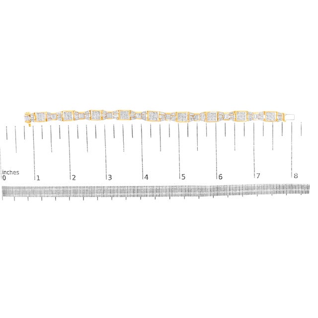 14K Yellow Gold 9.0 Cttw Diamond Alternating Bow and Box Link Bracelet (G-H Color, VS1-VS2 Clarity)- 7" For Sale In New York - Image 6 of 6
