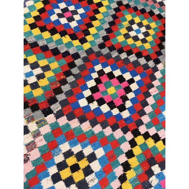 Mid-Century Modern 1940s Multicolor Diamond Tribal Turkish Village Kilim Flat Weave 6' 4" X 11' Rug For Sale - Image 3 of 5
