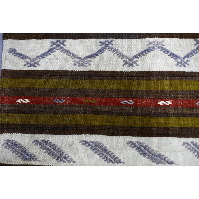 Green 1960s Traditional Green Striped Kilim For Sale - Image 8 of 13