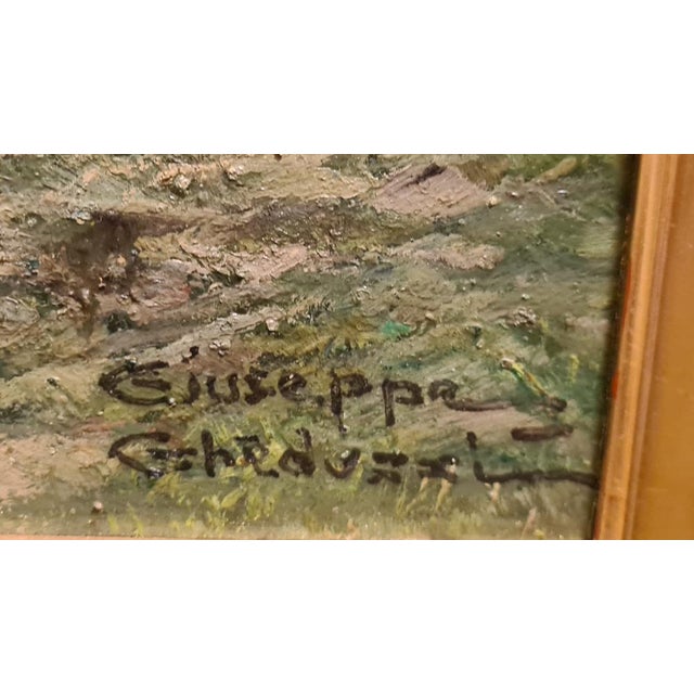 Giuseppe Gheduzzi, Landscape, Early 1900s, Oil on Wood, Framed For Sale - Image 13 of 18